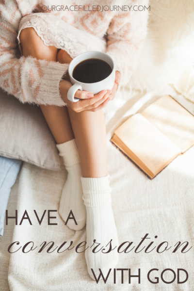 Lady holding cup of coffee Have a Conversation with God